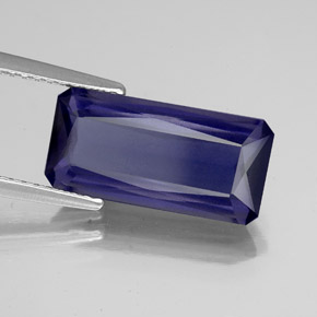 Iolite bleue naturelle taille émeraude, 3,39 ct, VS