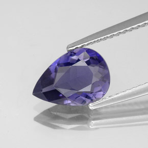 Iolite bleue naturelle en forme de poire, 1,37 ct, VS