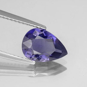 Iolite bleue naturelle en forme de poire, 1,37 ct, VS