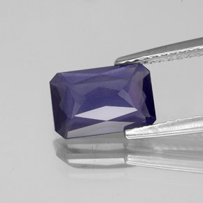 Iolite bleue naturelle taille émeraude, 1,36 ct, VS