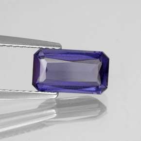 Iolite bleue naturelle taille émeraude, 1,33 ct, VS
