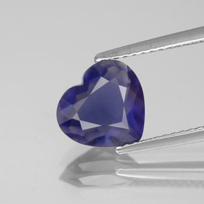 Iolite bleue naturelle forme de coeur, 1,74 ct, VS
