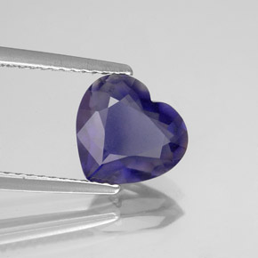 Iolite bleue naturelle forme de coeur, 1,74 ct, VS