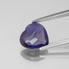 Iolite bleue naturelle forme de coeur, 1,74 ct, VS