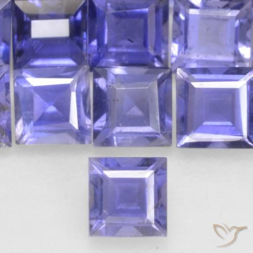 Iolite Bleu violet intense naturelle Carré, 0.13 ct, VS