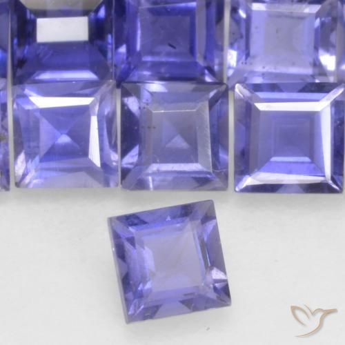 Iolite Bleu violet intense naturelle Carré, 0.13 ct, VS