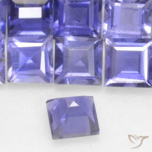 Iolite Bleu violet intense naturelle Carré, 0.13 ct, VS