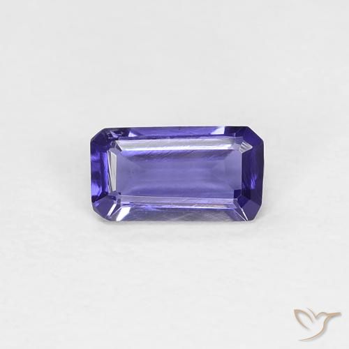 Iolite violet naturelle taille émeraude, 0,22 ct, VVS-VS