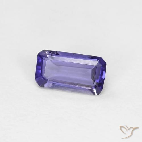 Iolite violet naturelle taille émeraude, 0,22 ct, VVS-VS