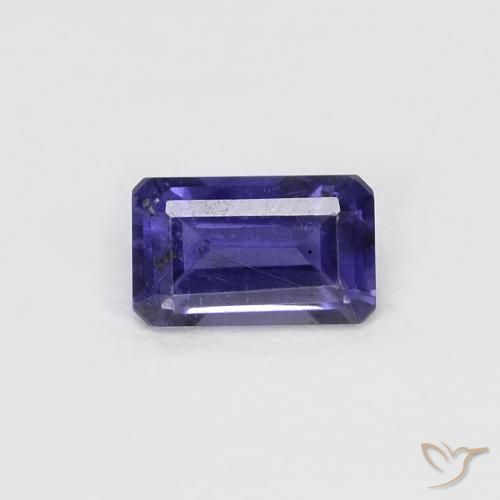 Iolite violet naturelle taille émeraude, 0,28 ct, VS