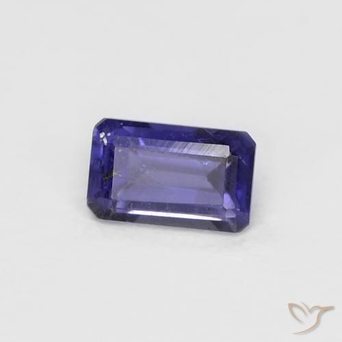 Iolite violet naturelle taille émeraude, 0,28 ct, VS
