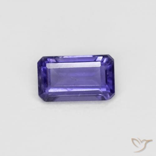 Iolite Violet foncé naturelle Taille émeraude, 0.26 ct, VS