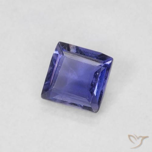 Iolite Pourpre bleuté foncé naturelle Carré, 0.13 ct, VS