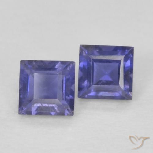 0.19ctw Naturel Pourpre bleuté foncé iolite, Carré, VS