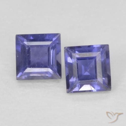 0.18ctw Naturel Bleu foncé iolite, Carré, VS