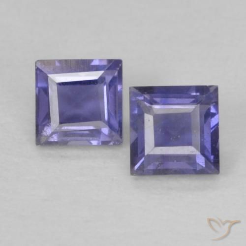 0.18ctw Naturel Pourpre bleuté foncé iolite, Carré, VS