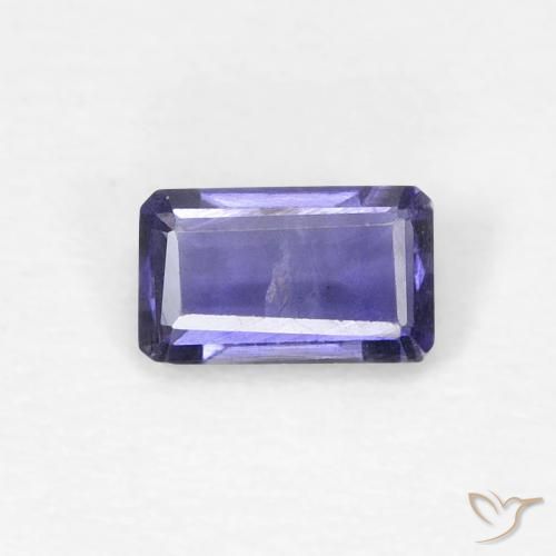 0.21ct Naturel Bleu argenté iolite, Taille émeraude, VVS-VS