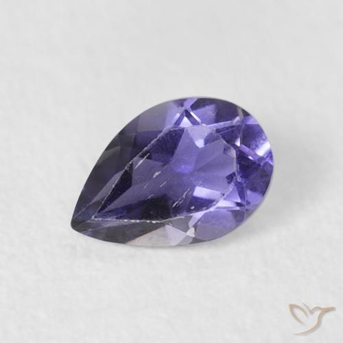Iolite Violet aubergine naturelle En forme de poire, 0.35 ct, VS