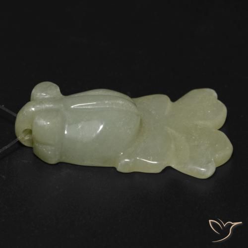 Jade Vert jaunâtre naturelle Fantaisie, 24.98 ct, Translucide