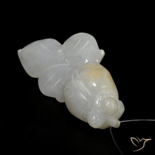 Jade Blanc grisâtre naturelle Fantaisie, 64.19 ct, Translucide