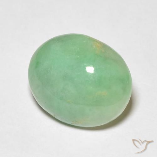 Jade Vert clair naturelle ovale, 4.93 ct, Opaque