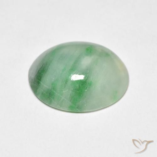 Jade Blanc Vert naturelle ovale, 3.74 ct, Opaque