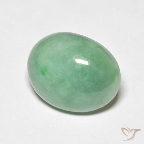 Jade Vert mousse pâle naturelle ovale, 4.50 ct, Opaque