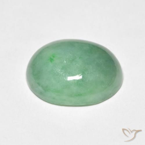 Jade Vert mousse pâle naturelle ovale, 4.50 ct, Opaque