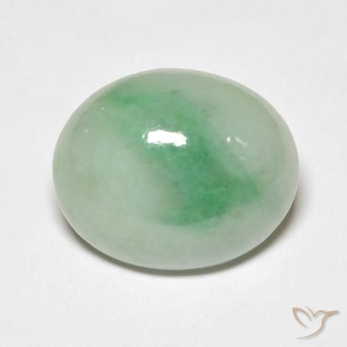 Jade Vert mousse pâle naturelle ovale, 4.82 ct, Opaque