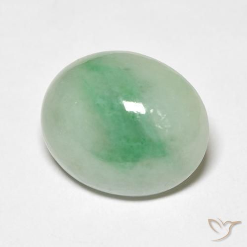 Jade Vert mousse pâle naturelle ovale, 4.82 ct, Opaque
