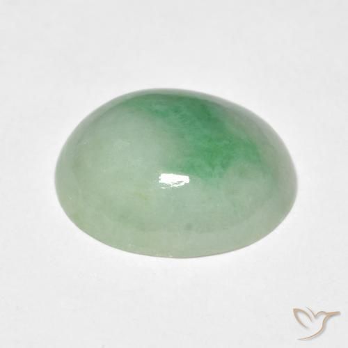 Jade Vert mousse pâle naturelle ovale, 4.82 ct, Opaque