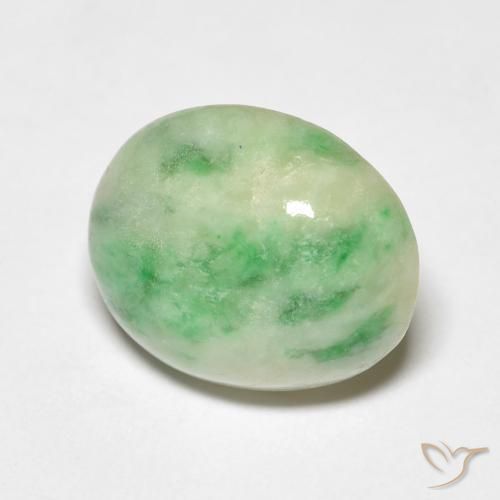 Jade Vert jaunâtre naturelle ovale, 4.46 ct, Opaque