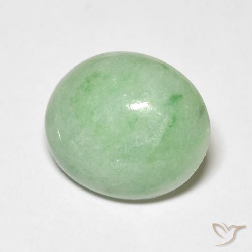 Jade Vert sauge léger naturelle ovale, 3.67 ct, Opaque
