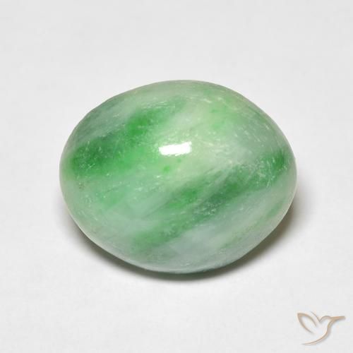Jade Blanc Vert naturelle Coupe ovale, 4.26 ct, Opaque