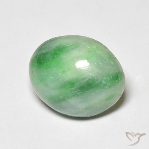Jade Blanc Vert naturelle Coupe ovale, 4.26 ct, Opaque
