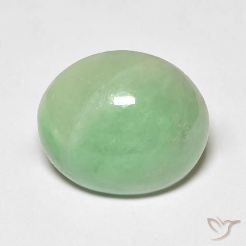 Jade Vert sauge léger naturelle ovale, 4.12 ct, Transparent