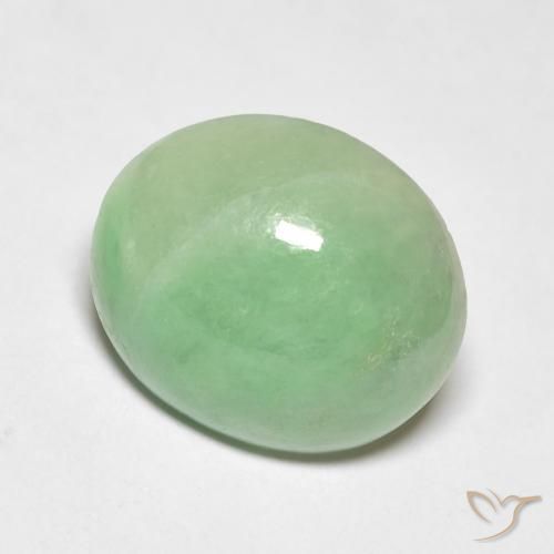Jade Vert sauge léger naturelle ovale, 4.12 ct, Transparent