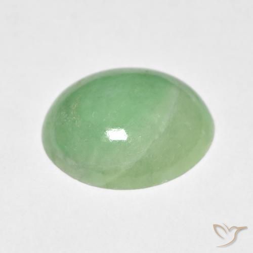 Jade Vert sauge léger naturelle ovale, 4.12 ct, Transparent