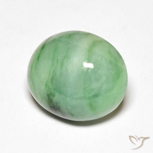 Jade Vert clair naturelle ovale, 5.12 ct, Opaque