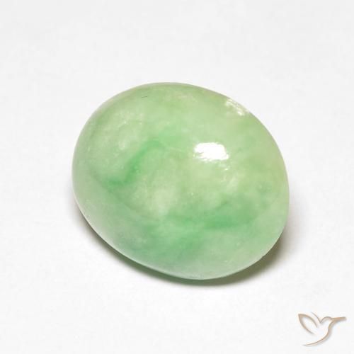Jade Vert poire léger naturelle ovale, 4.61 ct, Opaque