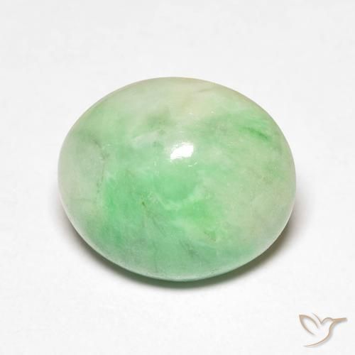 Jade Blanc Vert naturelle ovale, 4.32 ct, Opaque