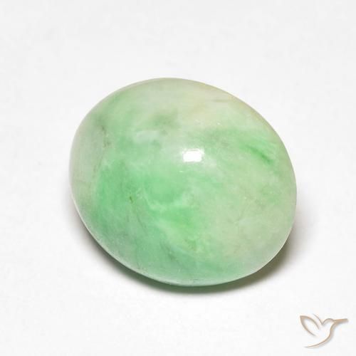 Jade Blanc Vert naturelle ovale, 4.32 ct, Opaque