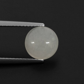 Jadéite blanc naturelle coupe roude, 2,31 ct, translucide