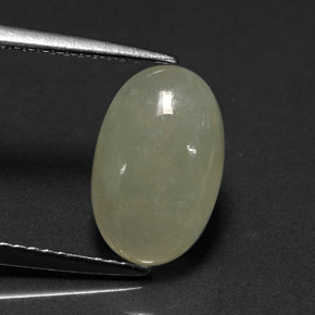 Jadéite Blanc Vert naturelle Coupe ovale, 3.64 ct, Translucide