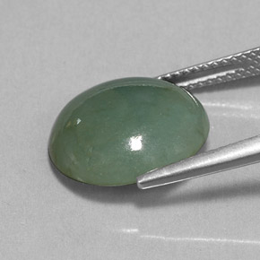Jadéite vert naturelle transparent, 7,70 ct, transparent / translucide