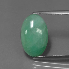 Jadéite vert naturelle coupe ovale, 5,96 ct, opaque