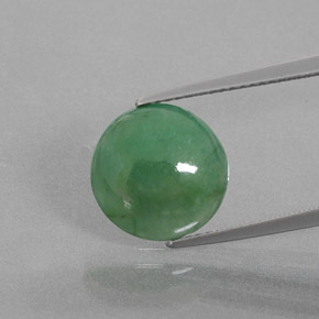 Jadéite vert naturelle coupe roude, 5,27 ct, transparent