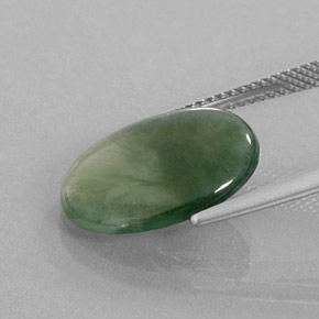 Jadéite vert naturelle coupe ovale, 5,69 ct, transparent
