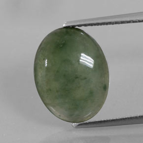 Jadéite vert naturelle coupe ovale, 4,16 ct, transparent