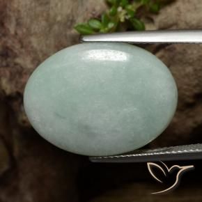 Jadéite Vert gris mousseux naturelle ovale, 16.50 ct, Translucide